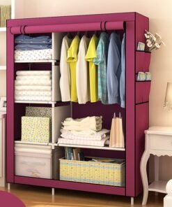 Simple Wardrobe Fabric Steel Frame Single Double Cloth Wardrobe Storage Simple Modern Economical Bedroom Assembled Wardrobe