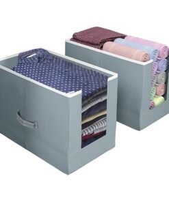 HOMFIL ® 2 Pcs Non-Woven Shirt Stacker, Organizer for Wardrobe, Clothes Organizer, Grey Color & Foldable, Closet & Wardrobe Organizer, Dress Collapsible, Foldable Cupboard Storage Box Size 40x20x25Cm