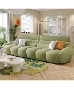 Modern Curved Sectional Sofa Green Velvet 304 x 100 x 91 cm