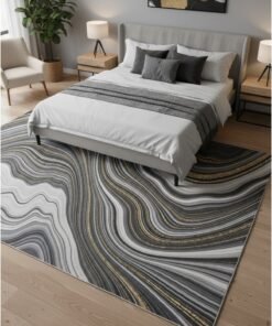Noon East Carpet Rug with Anti- Slip backing | Nordic Prism Design  - Black | Size - 200x290 cm - 6.5x9.5 ft | For Living space , Master Bedroom, Dinning room & Large office space