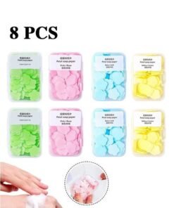 8 Pcs Petal Shape Soap Flakes Hand Soap Sheets, Mini Portable Antibacterial Soap Sheets the Box, Disposable Travel Scented Bath Slice Sheet Foaming Paper Soap (Colorful)