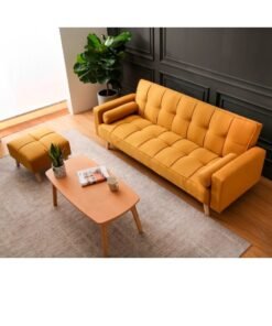 Ripple FURNITURE Light Luxury Fabric Sofas Bed Sectional Furniture Yellow 3 Seater With Square Ottoman 205X105X40Cm