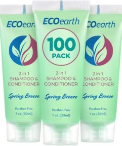 EcoEarth Travel Size Shampoo Conditioner 2in1 1 fl oz 100 PK Spring Breeze Delight Your Guests wRevitalizing  Refreshing Conditioning Shampoo Amenities Small Size Hotel Toiletries in Bulk