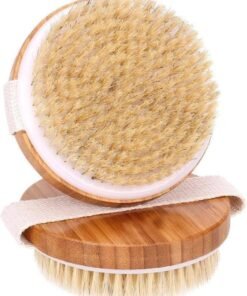 MOMENT Bamboo Dry Body Brushes, Shower Brush Wet And Dry Brushing, Dry Brush For Cellulite And Lymphatic, Body Scrubber With Soft And Stiff Bristles, Suitable For All Kinds Of Skin