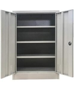 Fixer Heavy-Duty Metal Storage Cabinet / Shoes Rack – 3 Adjustable Shelves, Grey (H90×W60×D40 cm)