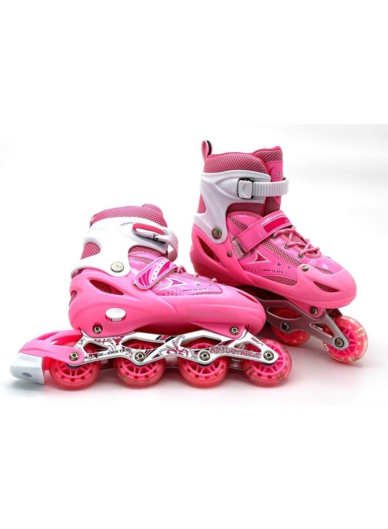 LIMOS Adjustable Roller Skate Shoe for children Outdoor Skating (Pink 31-34)