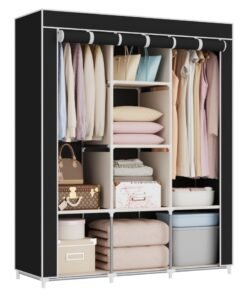 Excellence Fabric Wardrobe with Hanging Rods Clothes Rack Storage Bag Toy Shoes Storage for Living Room Bedroom Wardrobe 125 * 45 * 168cm
