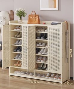 keke 8 Tiers Multifunctional Entryway Shoe Cabinet with 4 Doors