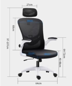 Alternative view of Ergonomic Office Chair, Height and Headrest Adjustable Desk Chair with Lumbar Support and Wheels for Work, Study and Gaming, Swivel Computer Chair for Home and Office (White，V3)