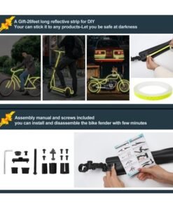 Alternative view of HALAMODO Bike Fender Set with DIY Reflective Tape, Quick Release Adjustable Bicycle Fenders, 3 Parts-Universal Full Cover Thicken Widen, Front/Rear Mud Guards Fit for MTB Mountain Road Bike ﻿