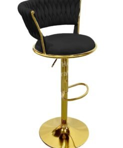 MAPLE HOME DECORATION Velvet Bar Stool Chair Metal Leg, Adjustable High Backrest 360° Upholstered Seat Kitchen Home Office Chairs