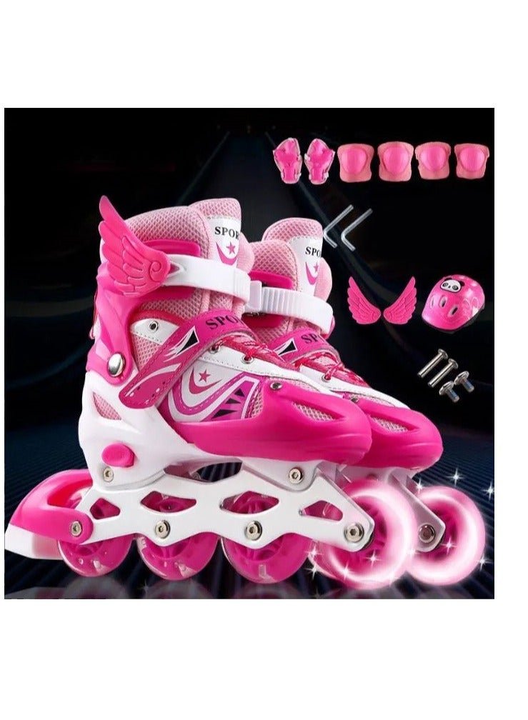 Spall Full Set Single Flash Children′s Roller Skates Adult Roller Skates Adjustable Skates