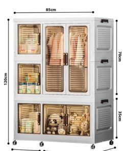 Portable Wardrobe Storage Cabinet Kids Toy Organizer Small Wardrobe Home (Transparent)
