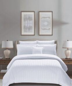 Donetella Striped Comforter Set, King Size fits 200x200cm , 8-Piece Hotel Bedding with 350 GSM Filling – Comforter, Comforter Cover, Fitted Sheet, Pillowcases & Cushion Coverts