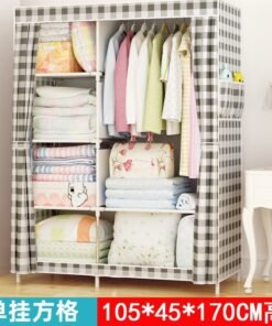 Simple Wardrobe Fabric Steel Frame Single Double Cloth Wardrobe Storage Simple Modern Economical Bedroom Assembled Wardrobe