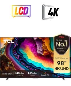 TCL 98-Inch 4K UHD Google TV, Smart TV With HDR 10+ Dolby Vision IQ 120Hz MEMC 144Hz VRR HDMI 2.1 - Game Master 2.0, Android TV Ui And TCL TV+3.X Ui, Dolby Vision IQ-Atmos, HDR 10+, 2023 Model 98P745 Black 98P745 Black