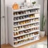 LEDIN Wooden Shoe Cabinet, Shoe Rack, Free Standing Entryway Shoe Organizer, Multi-Function Shoes Cabinet for Boots Shoe Storage Shelf Home Furniture Modern House Office Stand (White)