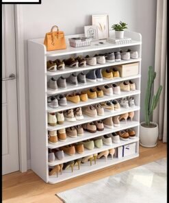 LEDIN Wooden Shoe Cabinet, Shoe Rack, Free Standing Entryway Shoe Organizer, Multi-Function Shoes Cabinet for Boots Shoe Storage Shelf Home Furniture Modern House Office Stand (White)