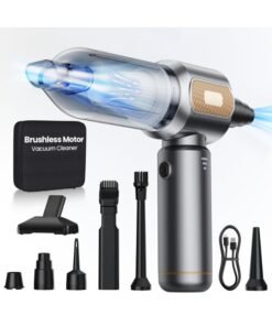 Kingone Car Vacuum Cleaner Cordless, 22000PA High Power Strong Suction Handheld Vacuum, 4 in1 Portable Compressed Air Duster, Rechargeable Mini Vacuum with 3 Speed Modes for Car, Home, Office