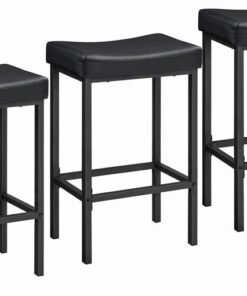 HOOBRO Bar Stools,Set of 3 Bar Chairs, Counter Height Bar Stools, Saddle Stools, Set of 3 Kitchen Stools, 24.8" Barstools, 2.4" Thick Upholstery, for Kitchen, Dining Room, Cafe, Black BB10BYP301