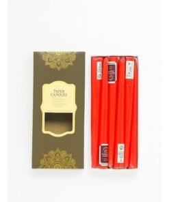 Home Care Taper Candles, Wax – Red, Set of 12