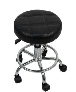 Meishida Pully Stool Bar Chair Round Rolling Stool Chair with Faux Leather Height Adjustable for Salon, Office, Home and  Lab (Black)