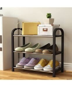 Alternative view of Hihonor 3 Tier Shoes Shelf Storage Multifunctional Lightweight Organizer Sturdy Metal Stackable Stand Footwear for Closet Living Room Bedroom bathroom(3 Tier Black Shoe Rack)