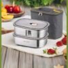 Aideli Lunch Box Set of 2, 316 Stainless Steel Bento with Storage Bag, Leakproof Airtight Containers 1.2L + 1.7L for School, Work, Picnic