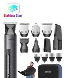 GLAKER Waterproof 6-In-1 Beard Trimmer With Storage Bag And Beard Bib Apron