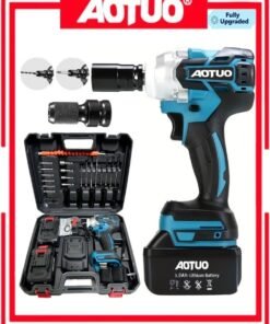 AOTUO Upgraded Fast Charger Impact Wrench Set – The Key to Power! AOTUO Power Tools, 98V Brushless Lithium-Ion Impact Wrench, High Torque Performance, Equipped with Two 4.0Ah Batteries