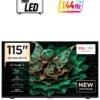 TCL 115 Inch Smart TV 4K QD-Mini LED Gaming Google TV, 144Hz Native Refresh Rate, Precise Dimming Series Up to 2880 Zones, CrystGlow HVA Panel, HDR 3000 nits, Ultra Slim Design (2025 Model) 115C7K black