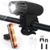 SKY-TOUCH USB Rechargeable Bike Light Set 320 Lumens Powerful Front and Rear Bike Accessories for Night Riding, Cycling Rear Headlight Reflectors for Kids, Road, Mountain Bike, Black