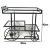 HOME TASTE 3Tier Metal Serving Trolley With Lockable Wheels – Sophisticated Bar Cart For Home, Kitchen, Restaurant, And Hospitality – Stylish 1.3cm Thick Metal Frame Style 1, Small 80X40X90Cm