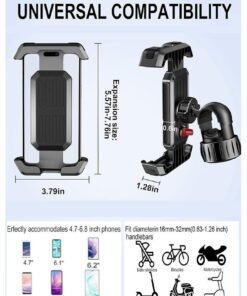 Alternative view of Bike Phone Holder, Motorcycle Phone Mount, Motorcycle Handlebar Cell Phone Clamp, Scooter Phone Clip for 4.7" to 6.8" Smartphones for Bicycle, Electrict Vehicle, Mountain Bike