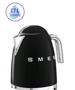 smeg 50's Retro Style Aesthetic Electric Kettle 1.7 L 2400 W KLF03BLUK/AU Black/Silver