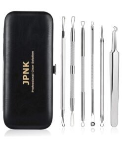 JPNK Blackhead Remover Tool Comedones Extractor Acne Removal Kit for Blemish, Whitehead Popping, 6 Pcs Zit Removing for Nose Face Tools with a Leather Bag