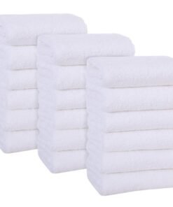 MOONQUEEN 18 Pack Premium Hand Towels Quick Drying Microfiber Coral Velvet Highly Absorbent Towels Multipurpose Use as Hotel Bathroom Shower Spa Hand Towel 16 x 28 inches White