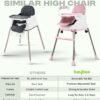 BAYBEE 4 In 1 Nora Convertible High Chair For Kids With Adjustable Height And Footrest Baby Toddler Feeding Booster Seat With Tray Safety Belt Kids High Chair For Baby 6 Months To 4 Years Pink