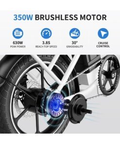 Wind Horse Folding Electric Bike with 350W High Speed Motor, 36V 8AH Battery, 40 KM/H Speed, 35 KM Range, Dual Disk Brakes, Carbon Alloy Frame, 16-Inch Tires, Front Suspension Fork, Portable Electric Bike with Dual Seat - Image 3