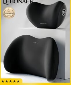 lebonaer Car Pillow Neck & Back Pillow Set,Neck & Lumbar Support Pillow for Chair,Car Seat,Wheelchair,Gaming,Office Chair,Enhanced Comfort Memory Foam Headrest & Back Cushion(Black)