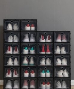 HomarKet 24 Pack Shoe Storage Box Clear Plastic Stackable Shoe Organizer for Closet Space Saving Foldable Shoe Sneaker Containers Bins Holders - Image 3