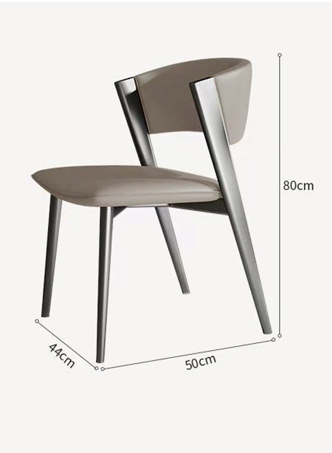 fashionhome Set of 4 Multipurpose Use Italian Light Luxury Dining Chairs Minimalist Design Curved Upholstered Leather Backrest Accent Chairs Comfortable Restaurant Chairs Durable Carbon Steel Legs Living Room Chairs 44x50x80 cm - Image 2