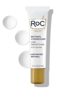 RoC Retinol Correxion Under Eye Cream for Dark Circles & Puffiness, Daily Wrinkle Cream, Anti Aging Line Smoothing Skin Care Treatment for Women and Men, 0.5 oz (Packaging May Vary)