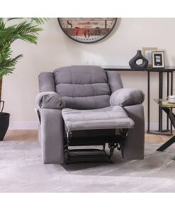 DANUBE HOME Mina 1 Seater ManuaFabric Recliner With Cupholder and Pockets Modern Design One Seat Relaxing Chair Living Room Furniture 97x84x103cm Dark Grey