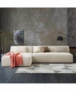 Al Zakharef Furniture Clarissa 3-Seater Luxury L-Shape Velvet Sofa with Free Pillows, Premium Wooden Frame, High-Density Seating Foam, Modern Corner Couch for Living Room Size L270 × W180 cm, Colour off white