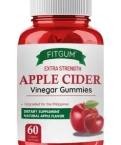 FIT GUM Apple Cider Vinegar Gummies 500mg by FitGum | 60 Vegan Organic Gummies | Fat Burner, Detox, Digestion, Immunity Booster | Natural Apple Taste