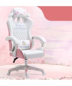 Alternative view of Huitich White & Pink Cartoon Gaming Chair Ergonomic Comfort for Study & Gaming