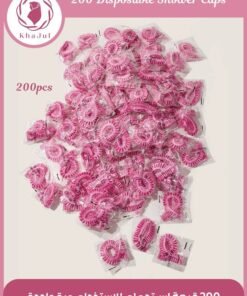 KHAJUL 200-Piece Disposable Plastic Shower Hats Hair Women Waterproof Spa Salon Hotel Hair Dye Elastic Shower Hats Bathroom(Pink)