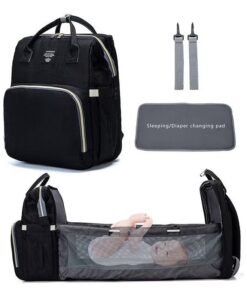 ORiTi Multifunctional Diaper Baby Bag With Foldable Diaper Changing Bed - Black