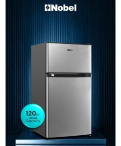 Nobel 120 L Gross / 90 L Net, Double Door Refrigerator, Defrost, R600a Refrigerant, Mechanical Temp Control, LED Light, Inside Condenser, Vegetable Crisper, Recessed Handle – NR120E (1 Year Warranty) 400 W NR120E Grey